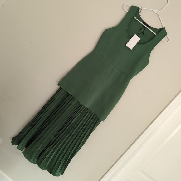ZARA NEW WOMAN LONG PLEATED KNIT COMBINATION DRESS GREEN 4192/055 S M L - Picture 16 of 17